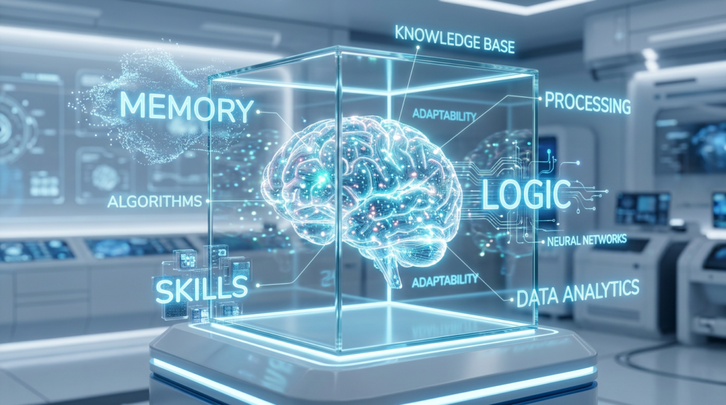 Conceptual visualization of training an AI agent's personality and logic.